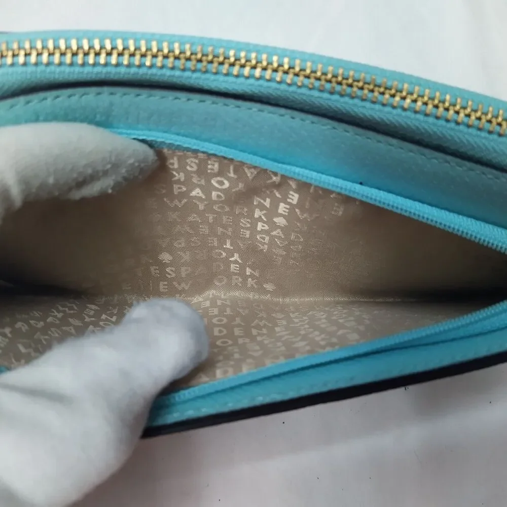 Kate Spade New York Blue Leather Credit Card Zipper Closure Wristlet - Wallet